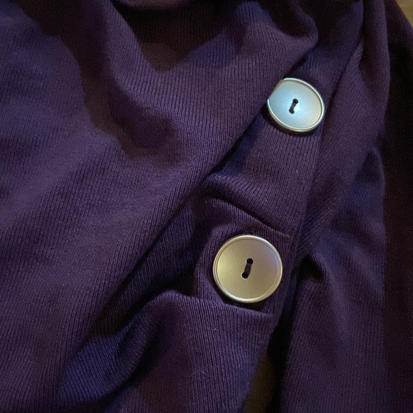 Patty Boutik purple long sleeve top with cowl neck with silver button size Med - Picture 9 of 10